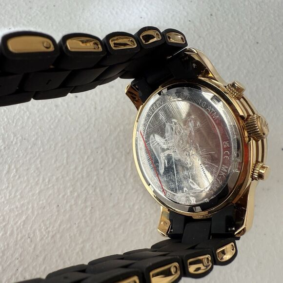 Michael Kors Runway Chronograph Gold Tone Black Silicone Women’s Watch 38mm - Picture 8 of 8